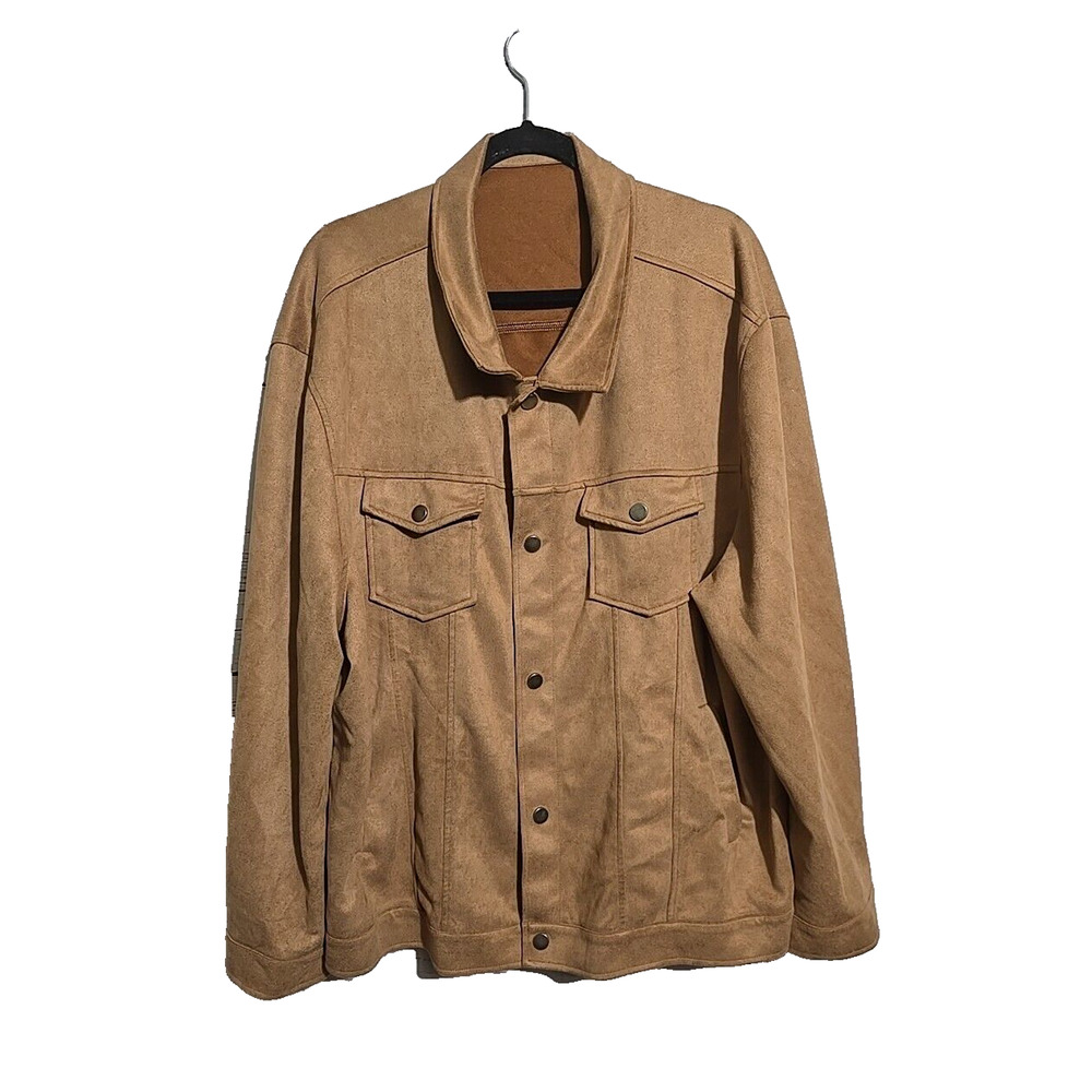 SHEIN Brown Button Front Fleece Flap Pockets Preppy Trucker Jacket Womans Sz 5XL